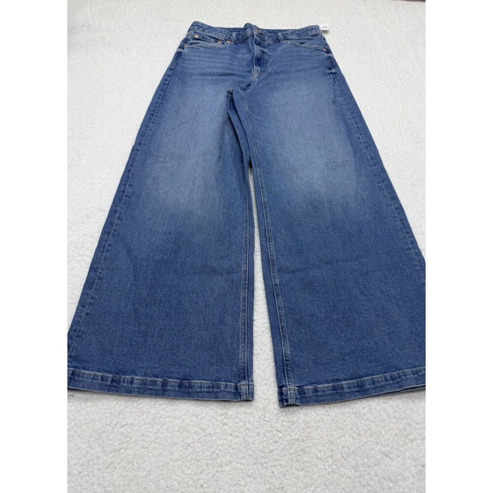 Gap Jeans Pants Blue Wide Leg Extra High Rise Stride Boho Retro Size 14 S NWT